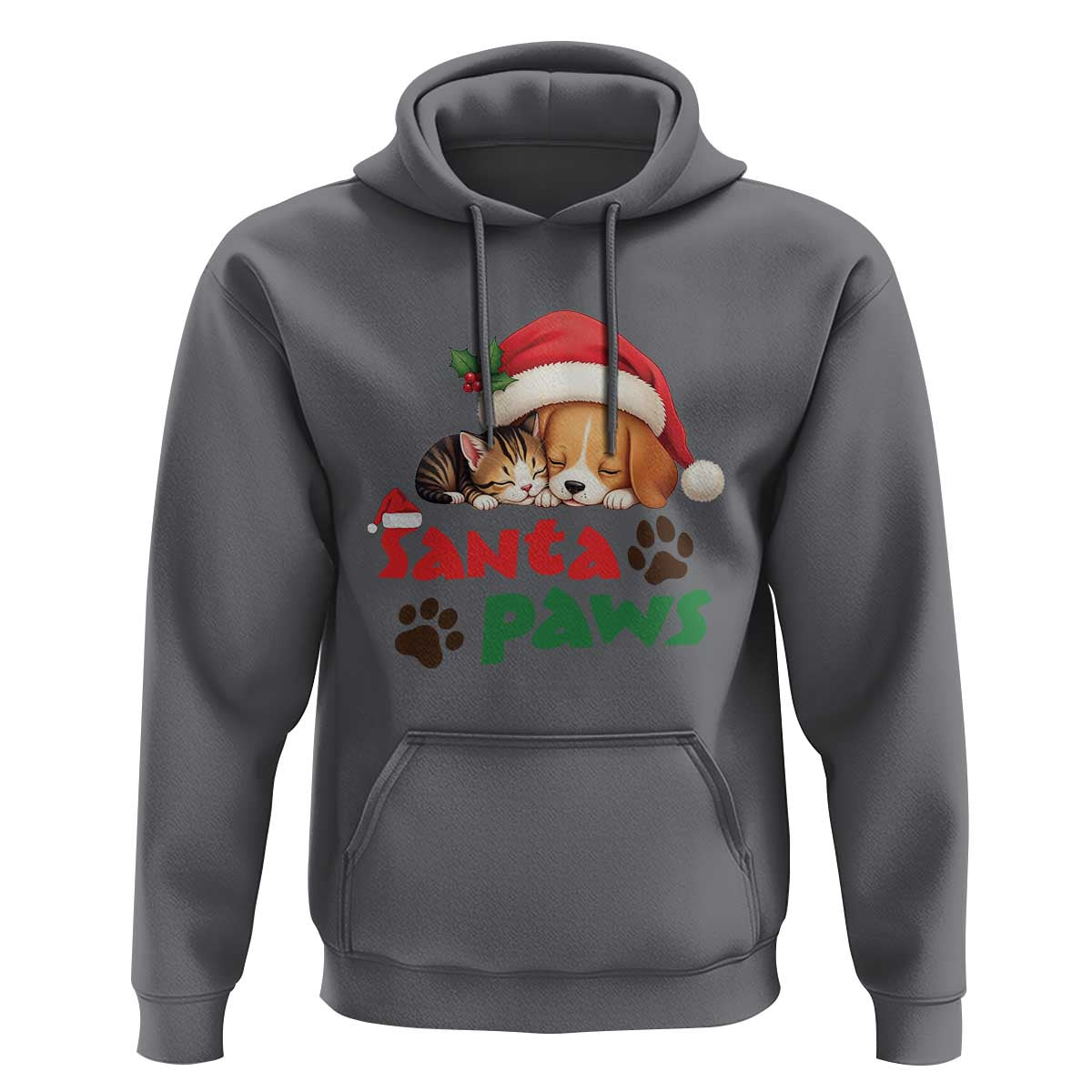 Funny Christmas Santa Paws Dogs And Cats Hoodie
