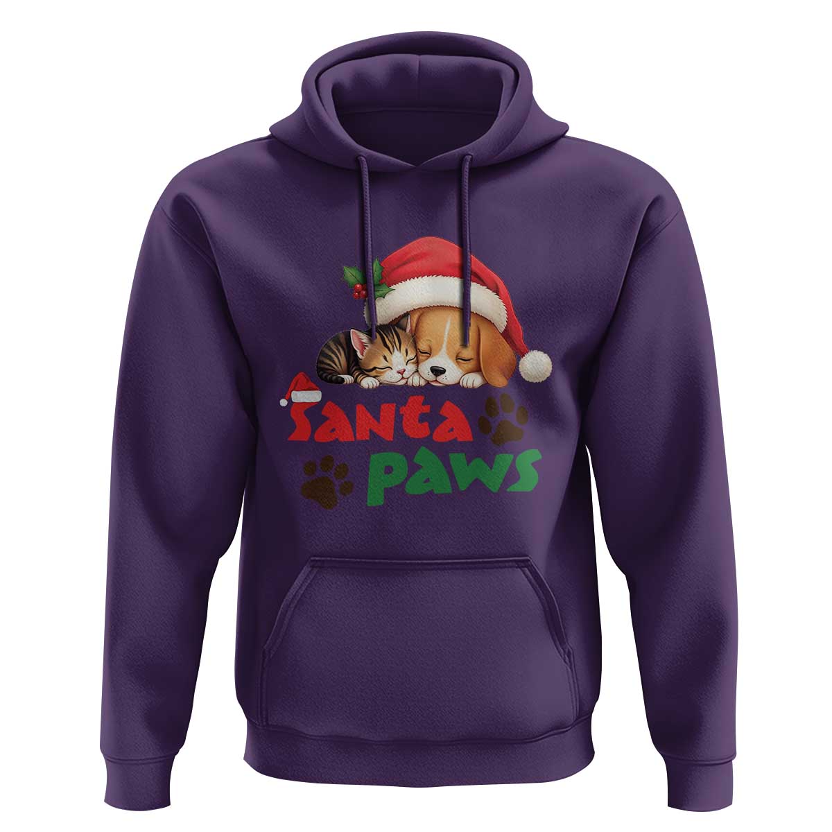 Funny Christmas Santa Paws Dogs And Cats Hoodie