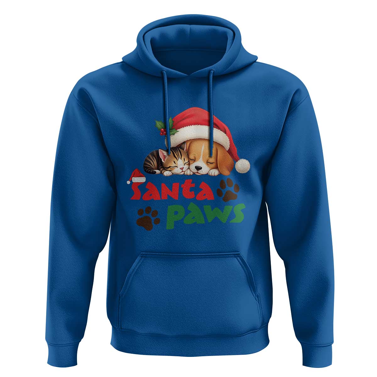 Funny Christmas Santa Paws Dogs And Cats Hoodie