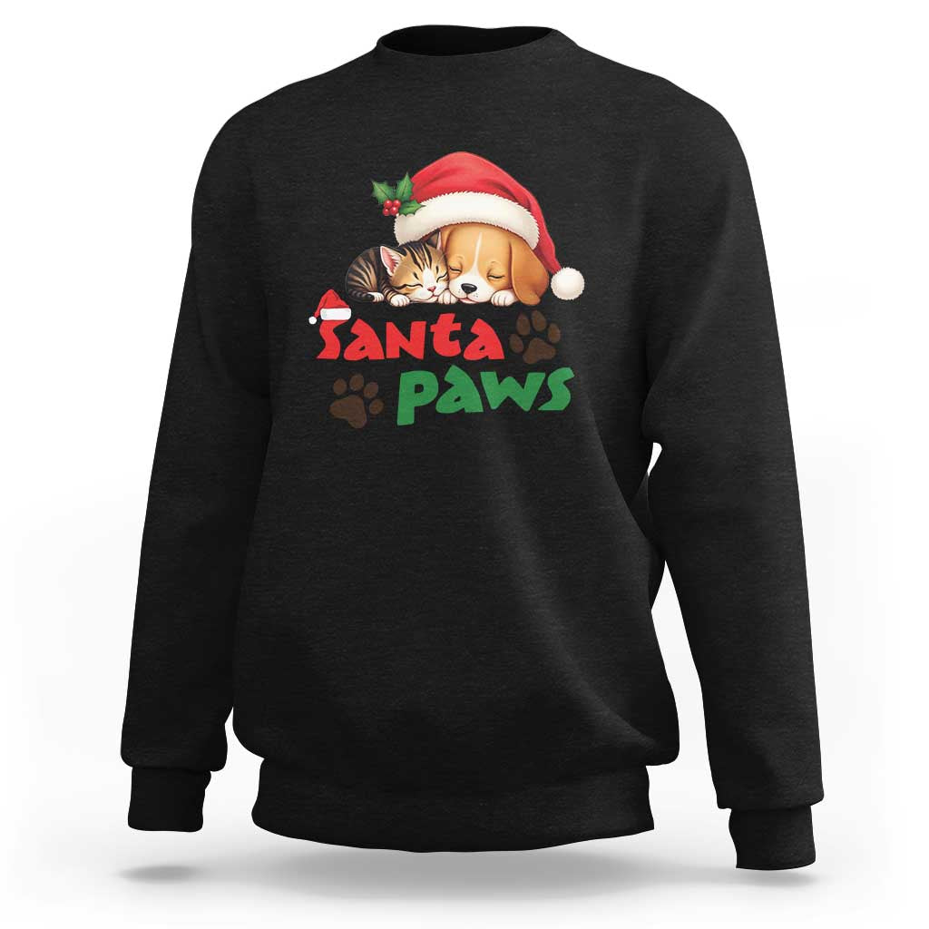 Funny Christmas Santa Paws Dogs And Cats Sweatshirt - Wonder Print Shop