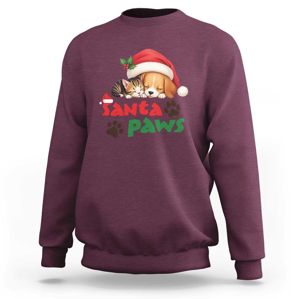 Funny Christmas Santa Paws Dogs And Cats Sweatshirt - Wonder Print Shop