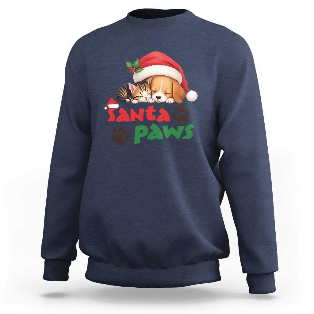 Funny Christmas Santa Paws Dogs And Cats Sweatshirt - Wonder Print Shop