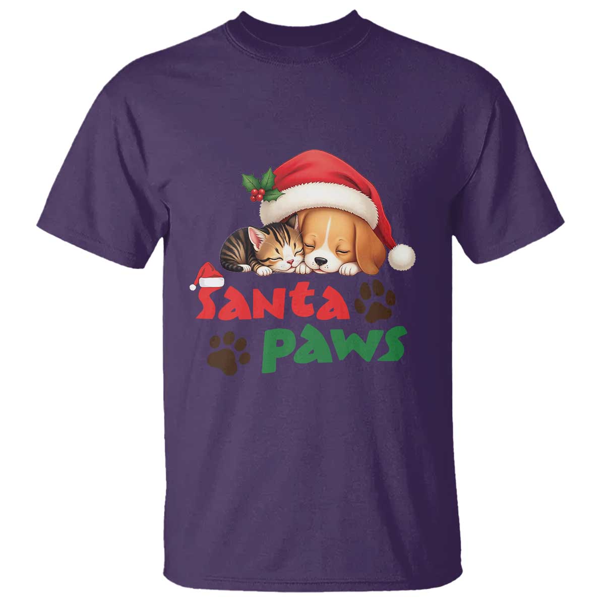 Funny Christmas Santa Paws Dogs And Cats T Shirt - Wonder Print Shop