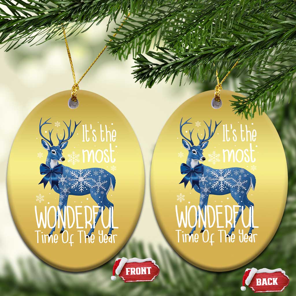 Xmas Reindeer Coquette Christmas Ornament It's The Most Wonderful Time Of The Year - Wonder Print Shop