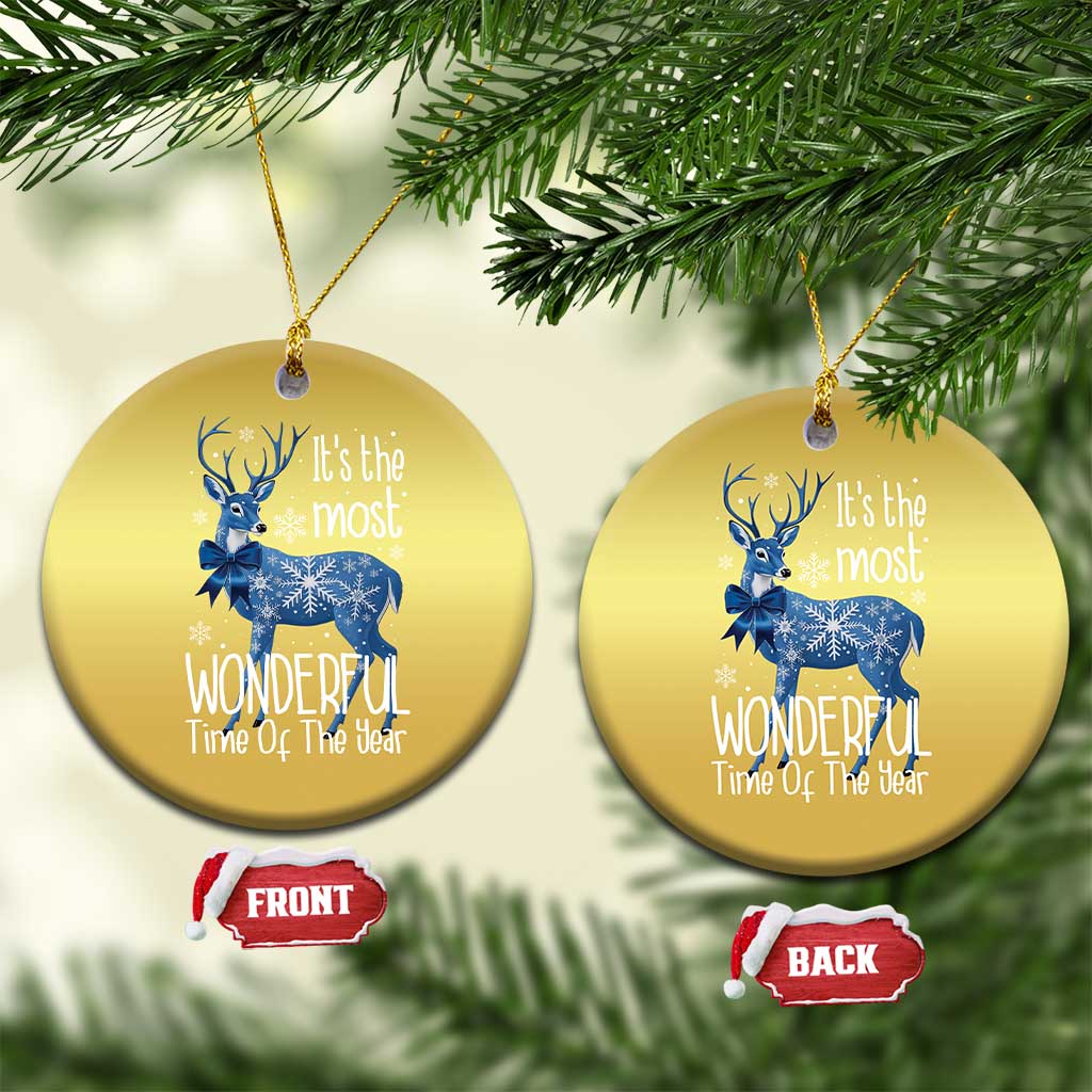Xmas Reindeer Coquette Christmas Ornament It's The Most Wonderful Time Of The Year - Wonder Print Shop