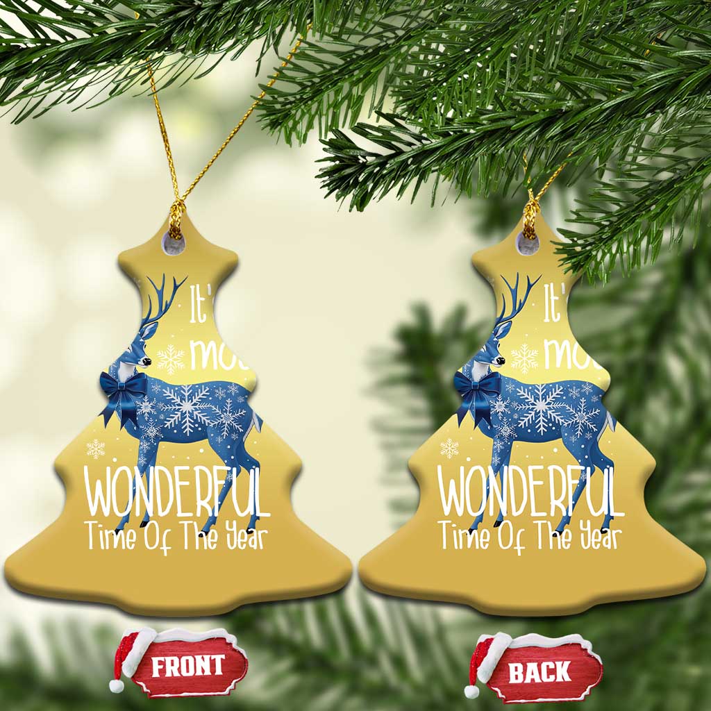 Xmas Reindeer Coquette Christmas Ornament It's The Most Wonderful Time Of The Year - Wonder Print Shop