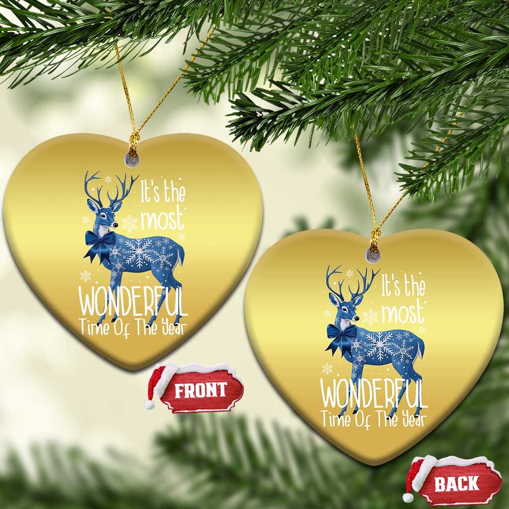 Xmas Reindeer Coquette Christmas Ornament It's The Most Wonderful Time Of The Year - Wonder Print Shop