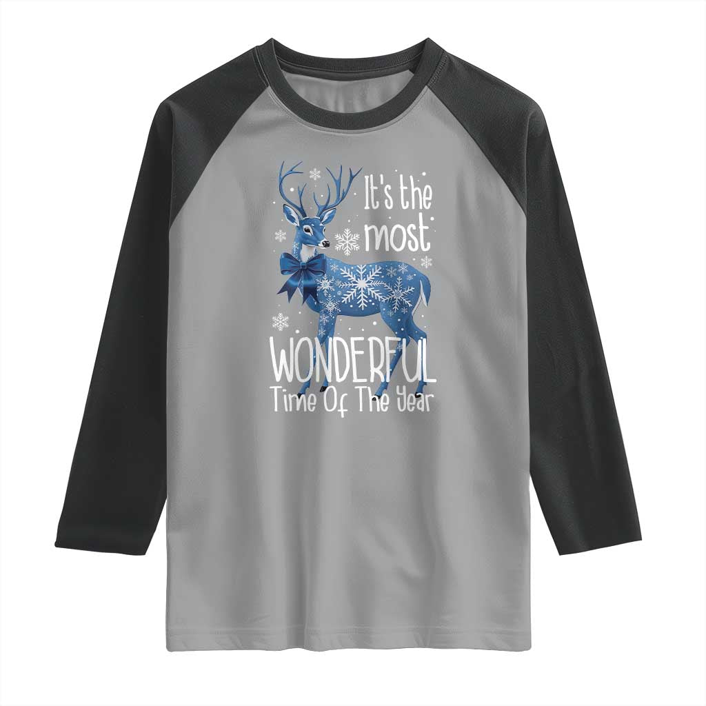 Chrismtas Reindeer Coquette Raglan Shirt It's The Most Wonderful Time Of The Year