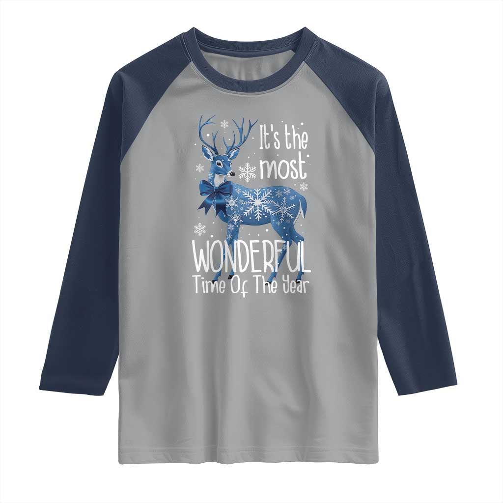 Chrismtas Reindeer Coquette Raglan Shirt It's The Most Wonderful Time Of The Year