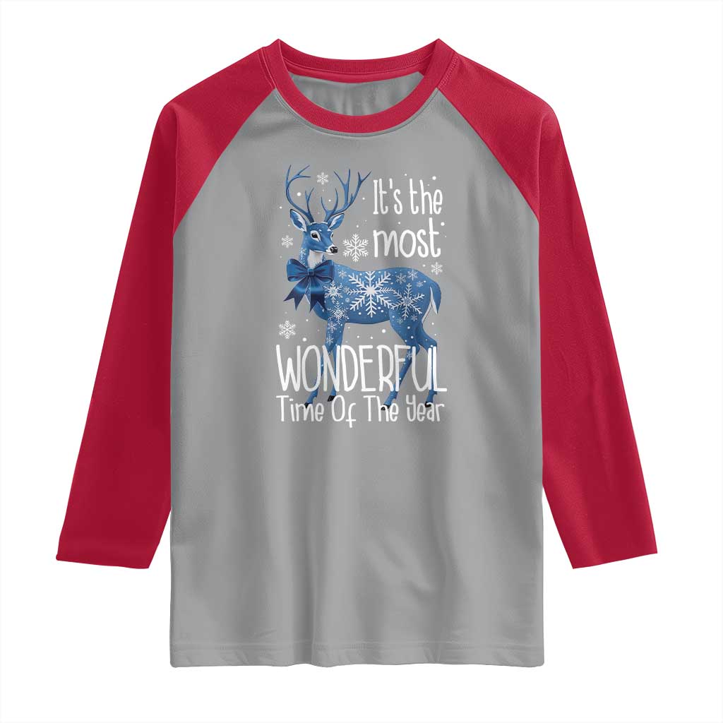 Chrismtas Reindeer Coquette Raglan Shirt It's The Most Wonderful Time Of The Year