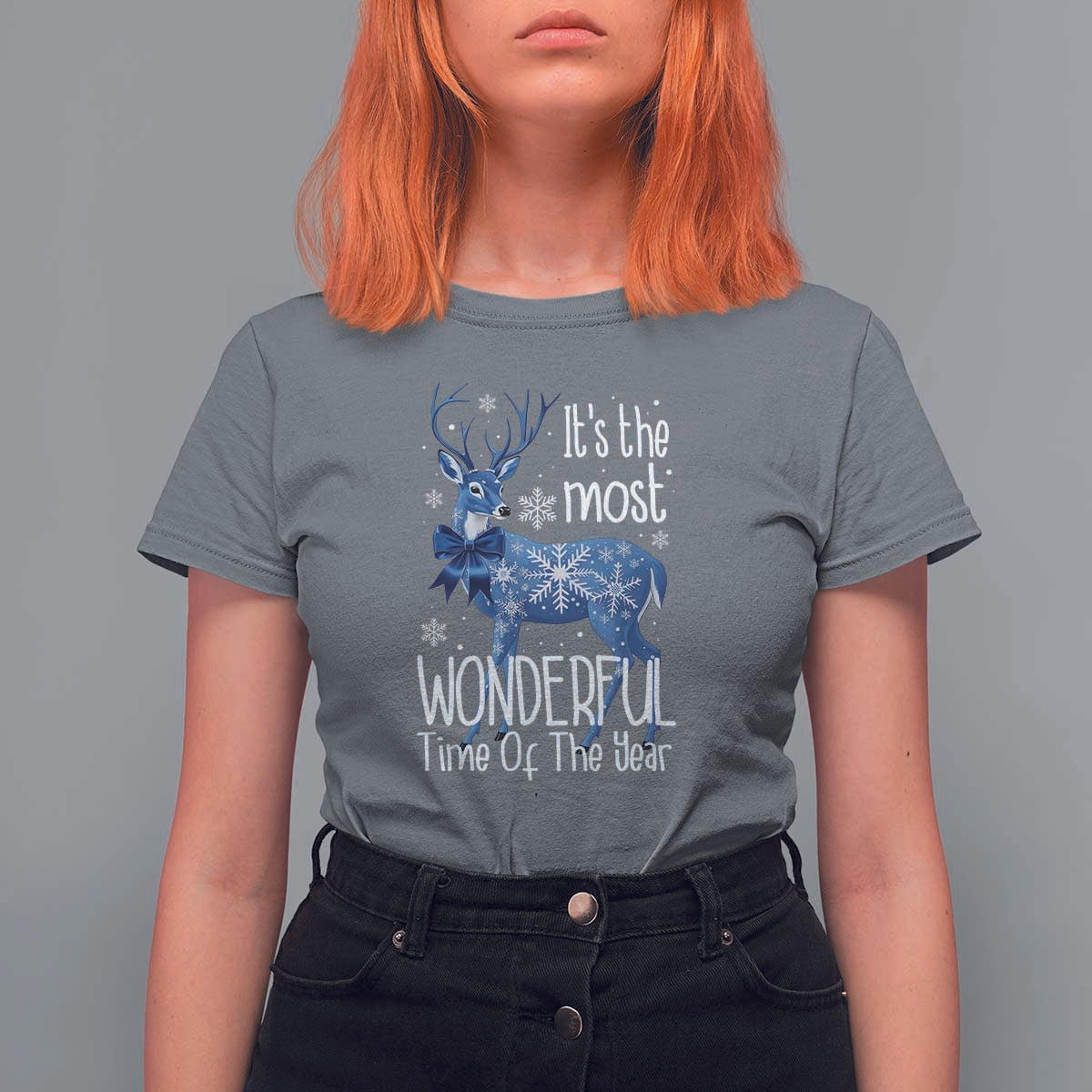 Chrismtas Reindeer Coquette T Shirt For Women It's The Most Wonderful Time Of The Year - Wonder Print Shop