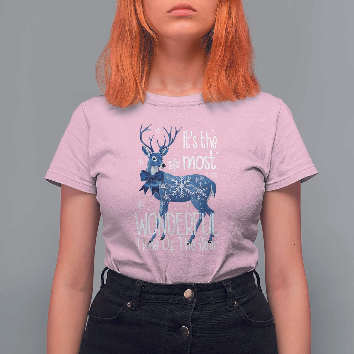 Chrismtas Reindeer Coquette T Shirt For Women It's The Most Wonderful Time Of The Year - Wonder Print Shop