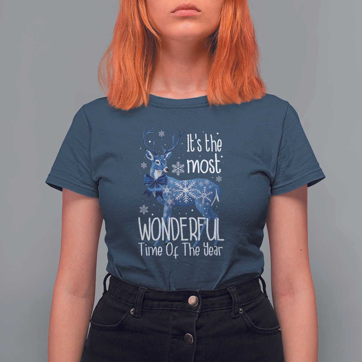 Chrismtas Reindeer Coquette T Shirt For Women It's The Most Wonderful Time Of The Year - Wonder Print Shop