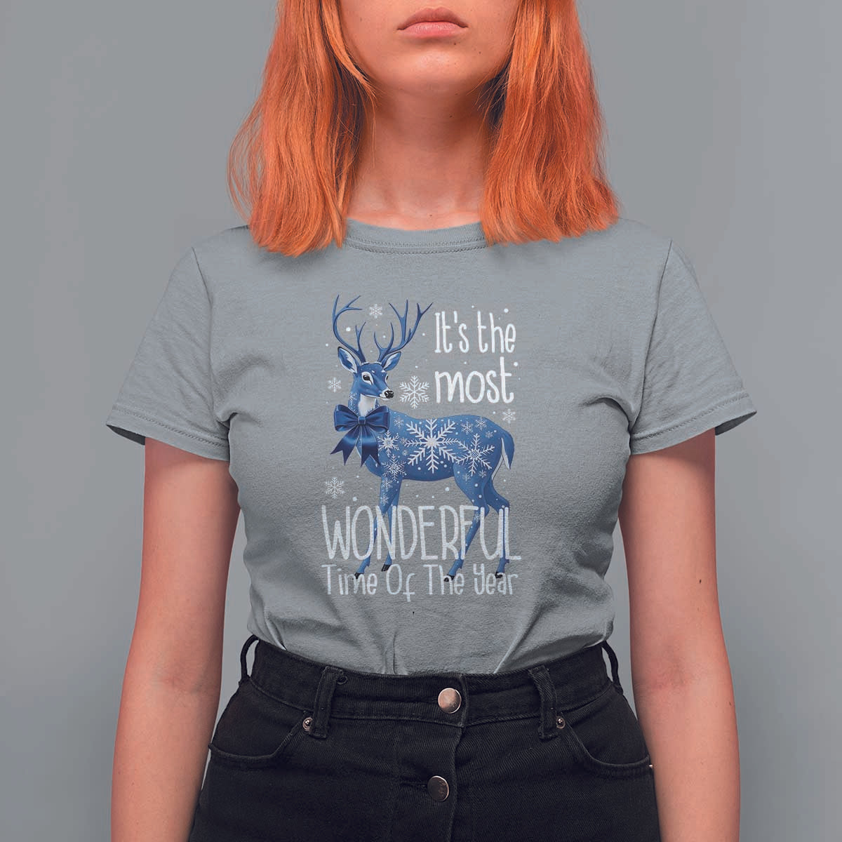 Chrismtas Reindeer Coquette T Shirt For Women It's The Most Wonderful Time Of The Year - Wonder Print Shop