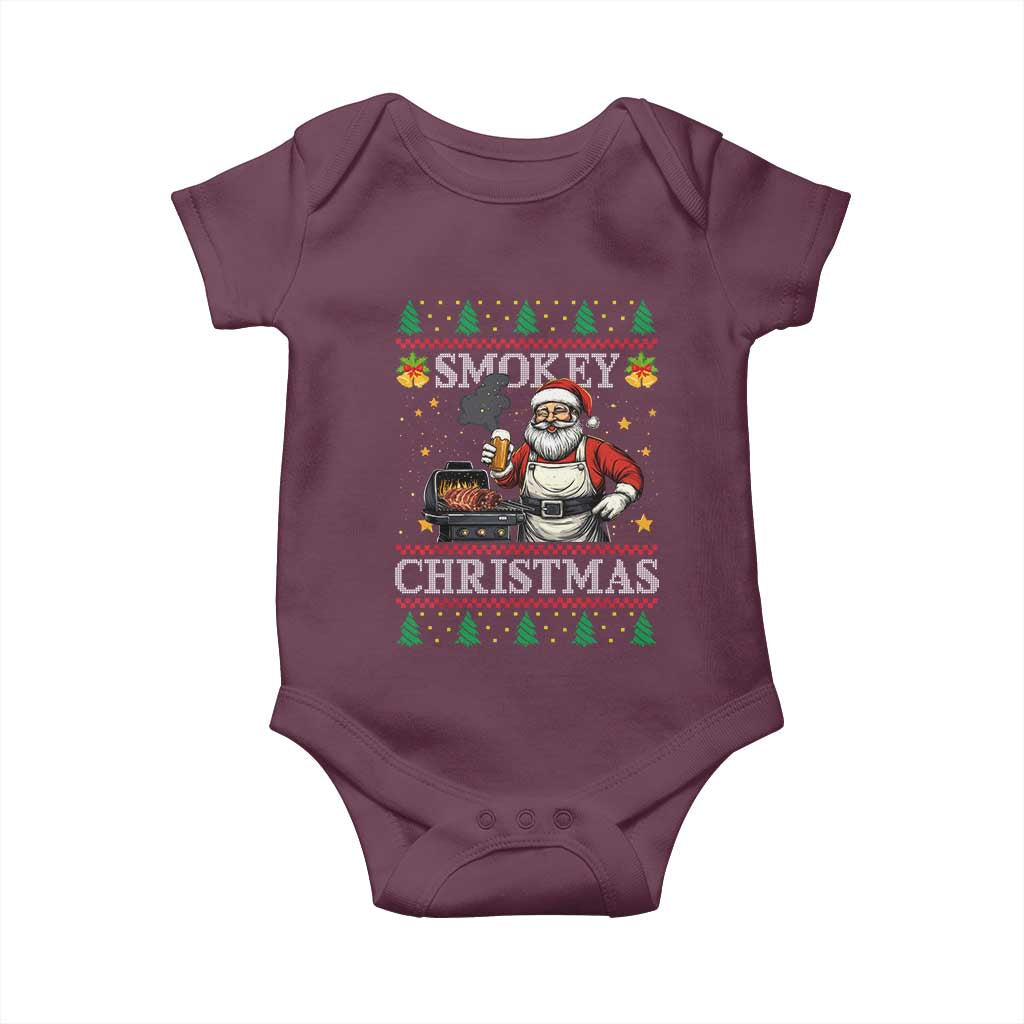 Funny Xmas Grilling Baby Onesie Smokey Christmas BBQ Santa Grill Roast On Smoker