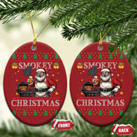 Funny Xmas Grilling Christmas Ornament Smokey Xmas BBQ Santa Grill Roast On Smoker - Wonder Print Shop
