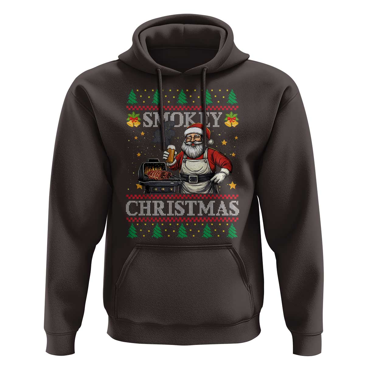 Funny Xmas Grilling Hoodie Smokey Christmas BBQ Santa Grill Roast On Smoker