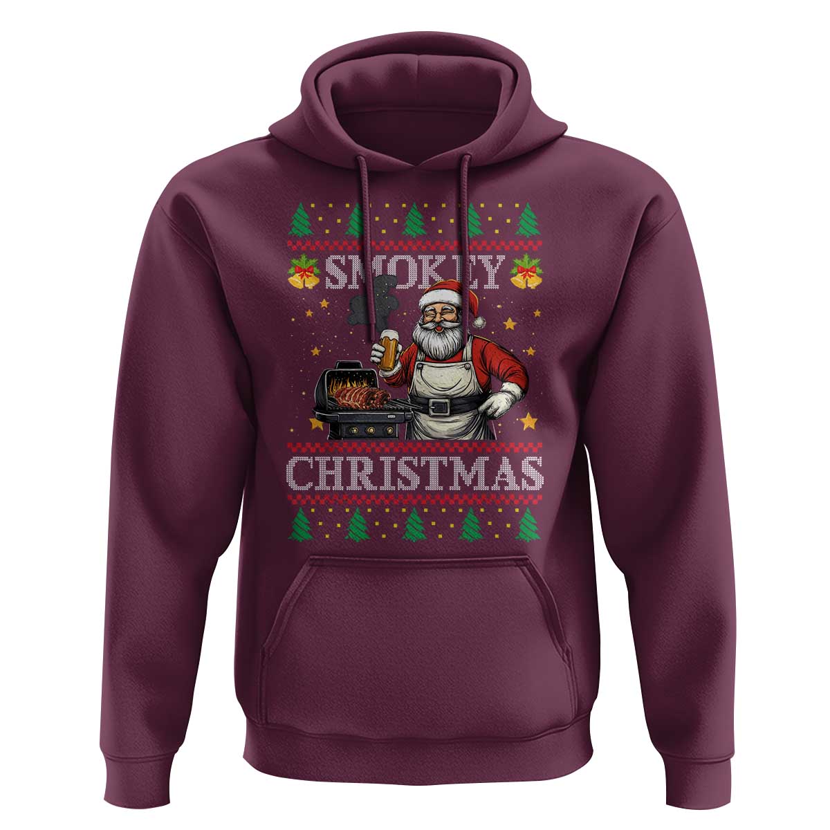 Funny Xmas Grilling Hoodie Smokey Christmas BBQ Santa Grill Roast On Smoker