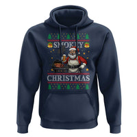 Funny Xmas Grilling Hoodie Smokey Christmas BBQ Santa Grill Roast On Smoker