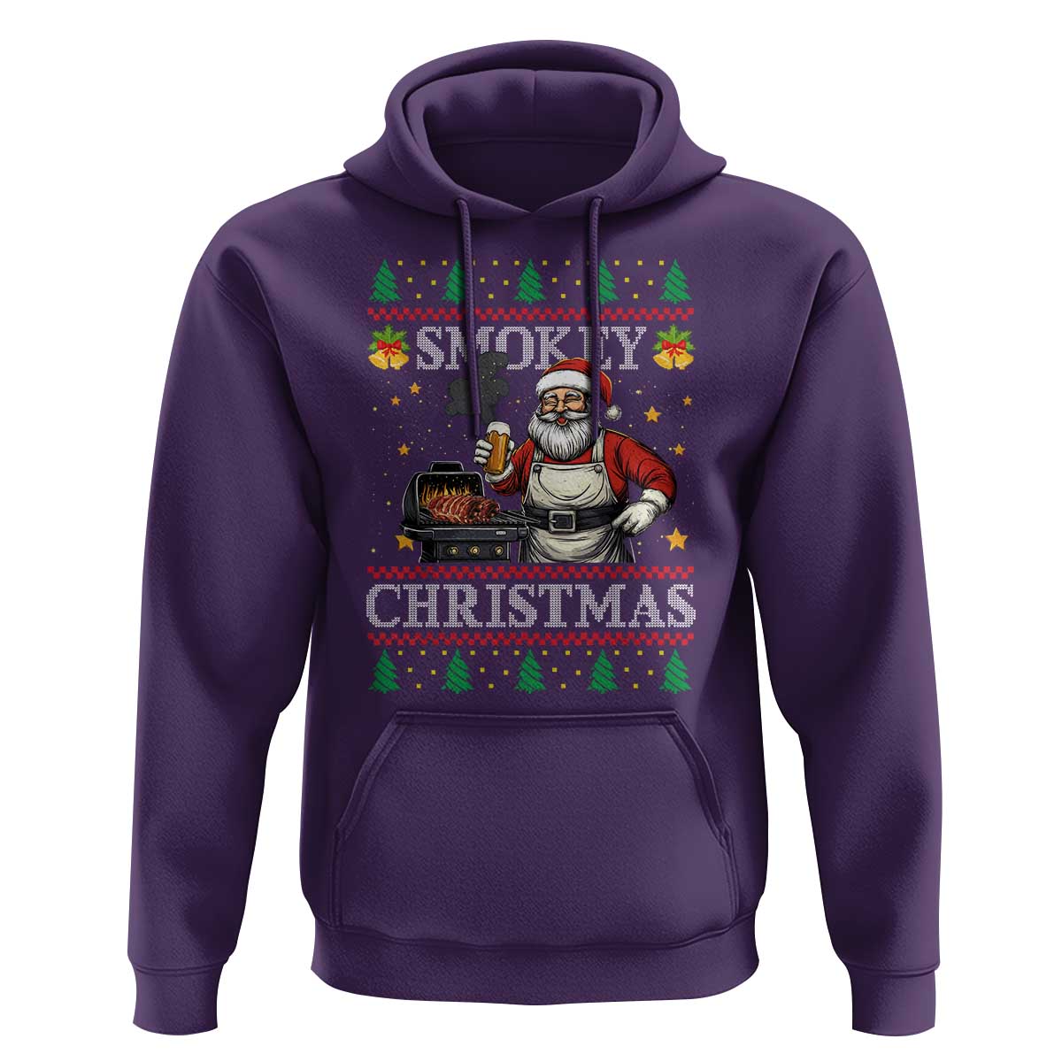 Funny Xmas Grilling Hoodie Smokey Christmas BBQ Santa Grill Roast On Smoker