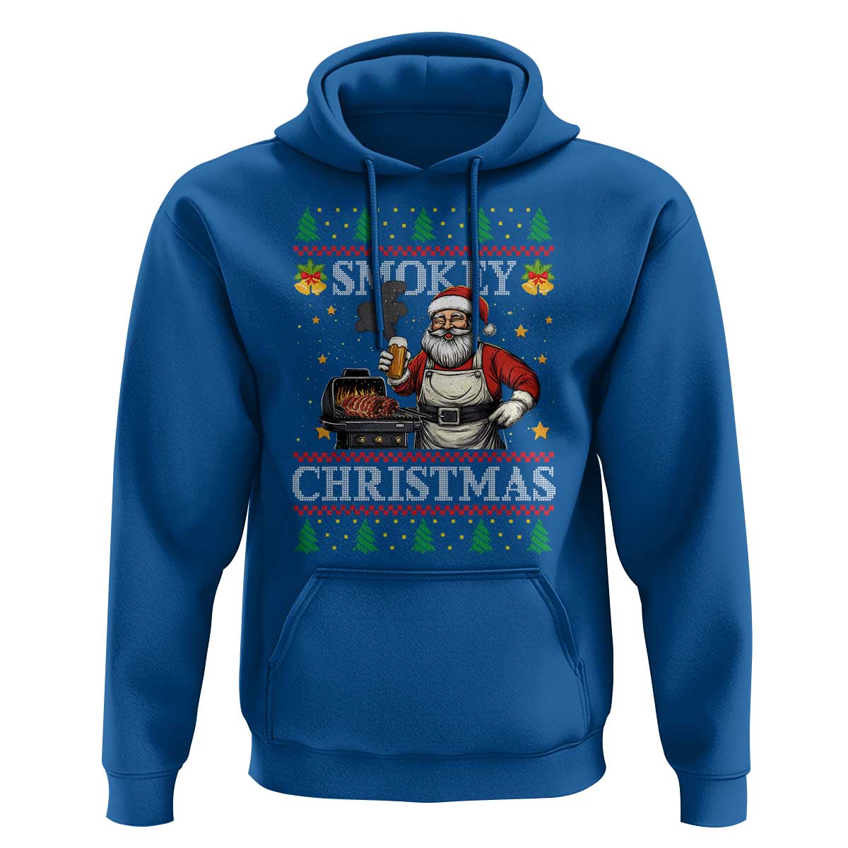 Funny Xmas Grilling Hoodie Smokey Christmas BBQ Santa Grill Roast On Smoker