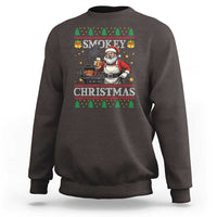 Funny Xmas Grilling Sweatshirt Smokey Christmas BBQ Santa Grill Roast On Smoker - Wonder Print Shop