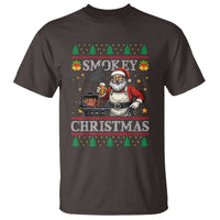 Funny Xmas Grilling T Shirt Smokey Christmas BBQ Santa Grill Roast On Smoker - Wonder Print Shop