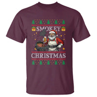 Funny Xmas Grilling T Shirt Smokey Christmas BBQ Santa Grill Roast On Smoker - Wonder Print Shop