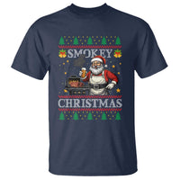 Funny Xmas Grilling T Shirt Smokey Christmas BBQ Santa Grill Roast On Smoker - Wonder Print Shop