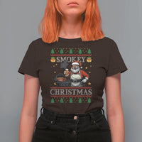 Funny Xmas Grilling T Shirt For Women Smokey Christmas BBQ Santa Grill Roast On Smoker - Wonder Print Shop