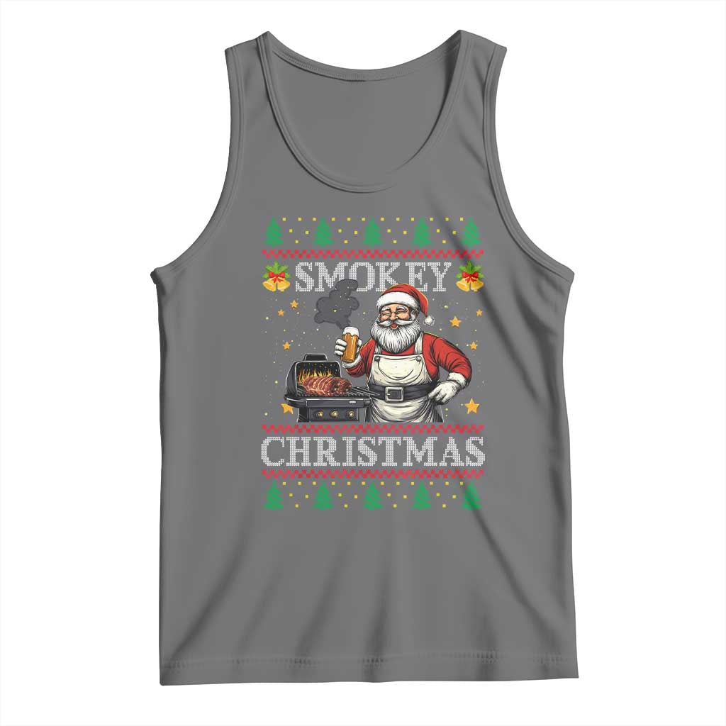 Funny Xmas Grilling Tank Top Smokey Christmas BBQ Santa Grill Roast On Smoker