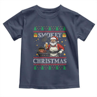 Funny Xmas Grilling Toddler T Shirt Smokey Christmas BBQ Santa Grill Roast On Smoker