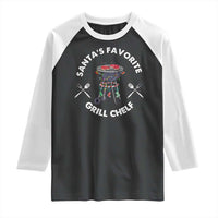 Funny Xmas Grilling Raglan Shirt Santa's Favorite Grill Chelf BBQ