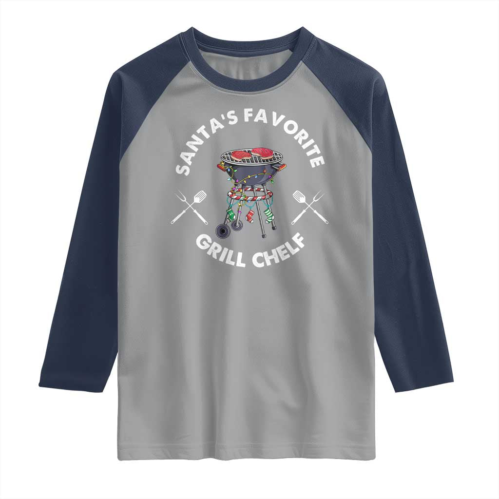 Funny Xmas Grilling Raglan Shirt Santa's Favorite Grill Chelf BBQ