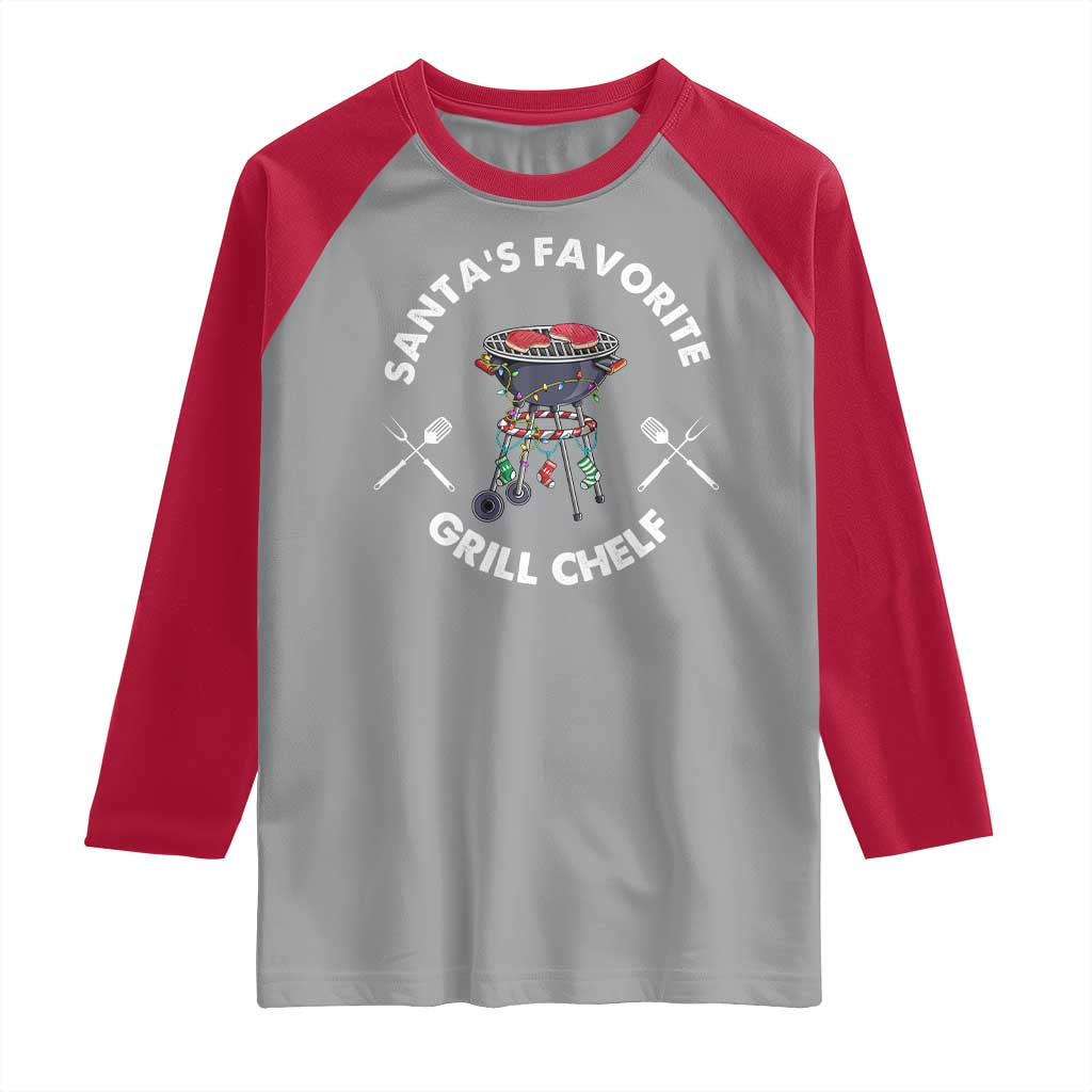 Funny Xmas Grilling Raglan Shirt Santa's Favorite Grill Chelf BBQ