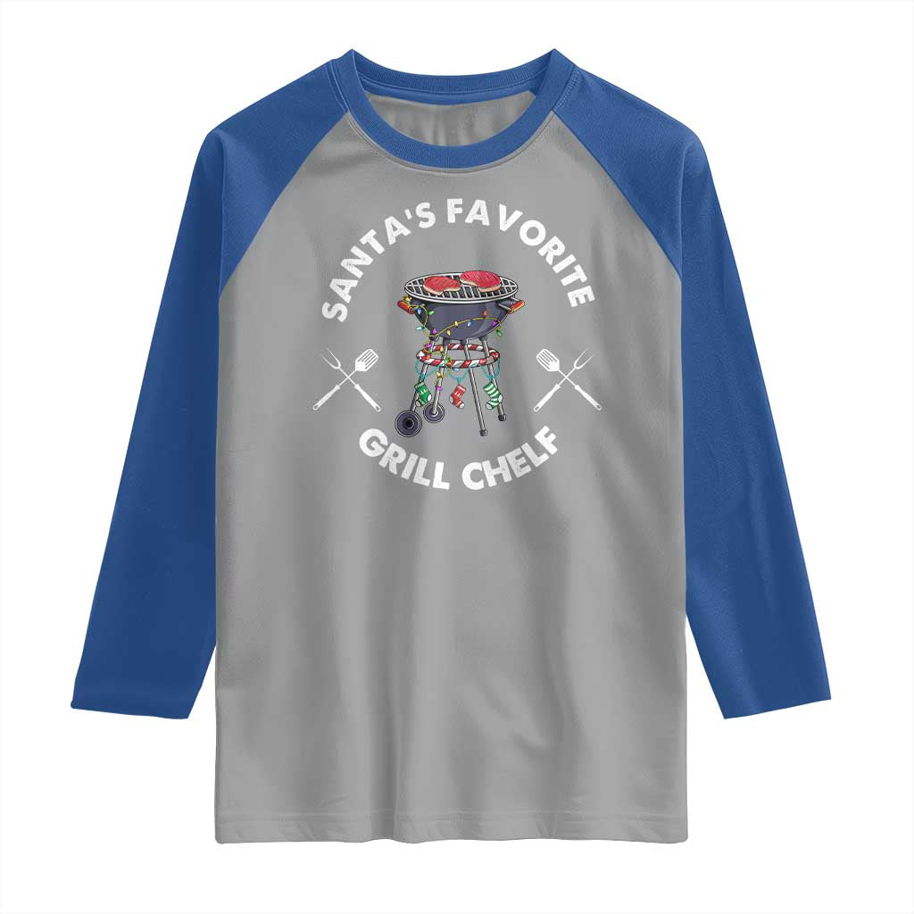 Funny Xmas Grilling Raglan Shirt Santa's Favorite Grill Chelf BBQ