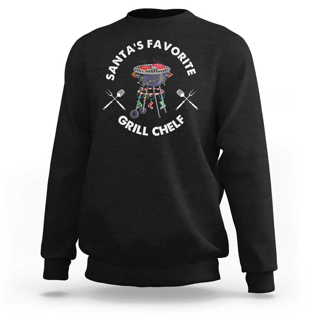 Funny Xmas Grilling Sweatshirt Santa's Favorite Grill Chelf BBQ - Wonder Print Shop