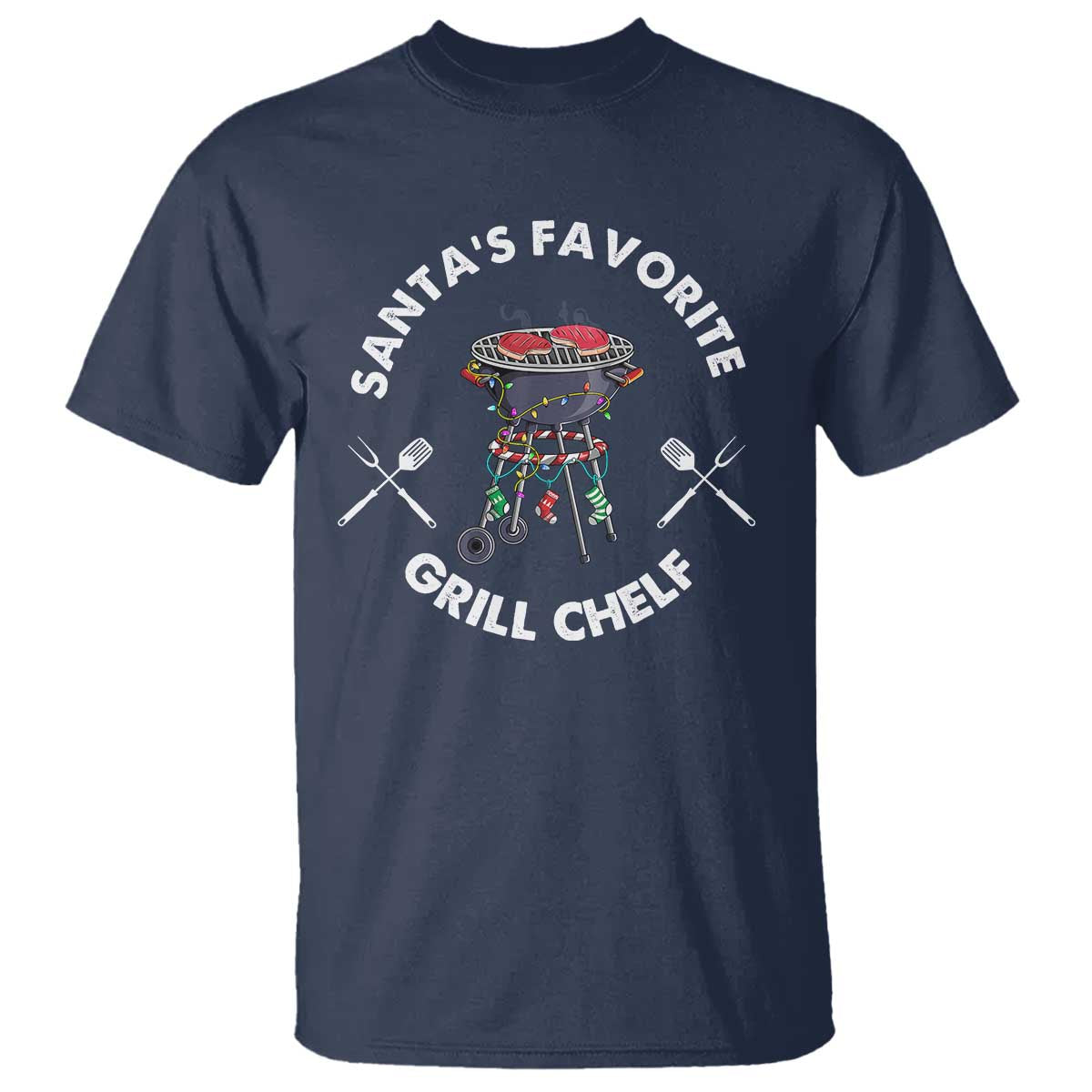Funny Xmas Grilling T Shirt Santa's Favorite Grill Chelf BBQ - Wonder Print Shop