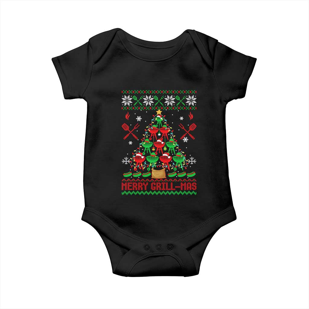 Funny Xmas Grilling Baby Onesie Merry Grill Mas Santa Grilling BBQ Smoking Meat