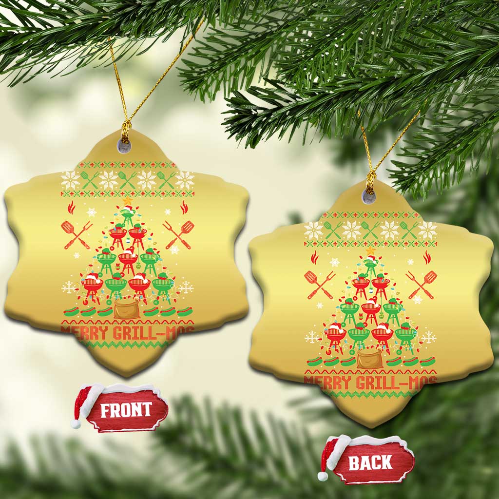 Funny Xmas Grilling Christmas Ornament Merry Grill Mas Santa Grilling BBQ Smoking Meat - Wonder Print Shop