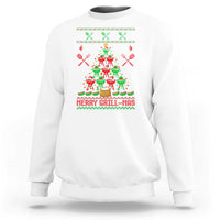 Funny Xmas Grilling Sweatshirt Merry Grill Mas Santa Grilling BBQ Smoking Meat - Wonder Print Shop