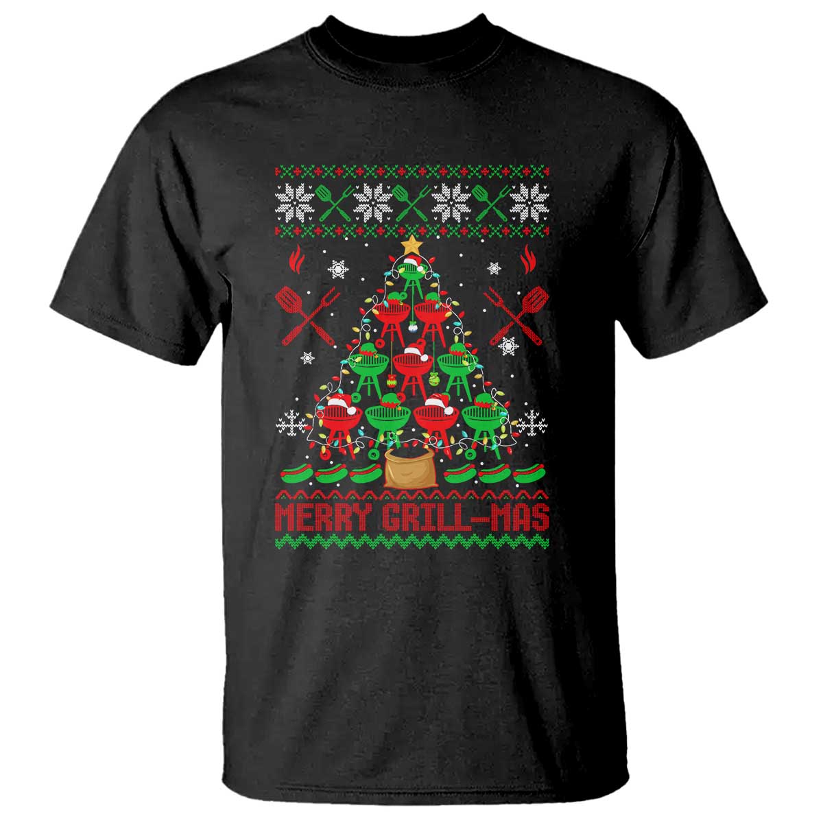 Funny Xmas Grilling T Shirt Merry Grill Mas Santa Grilling BBQ Smoking Meat - Wonder Print Shop