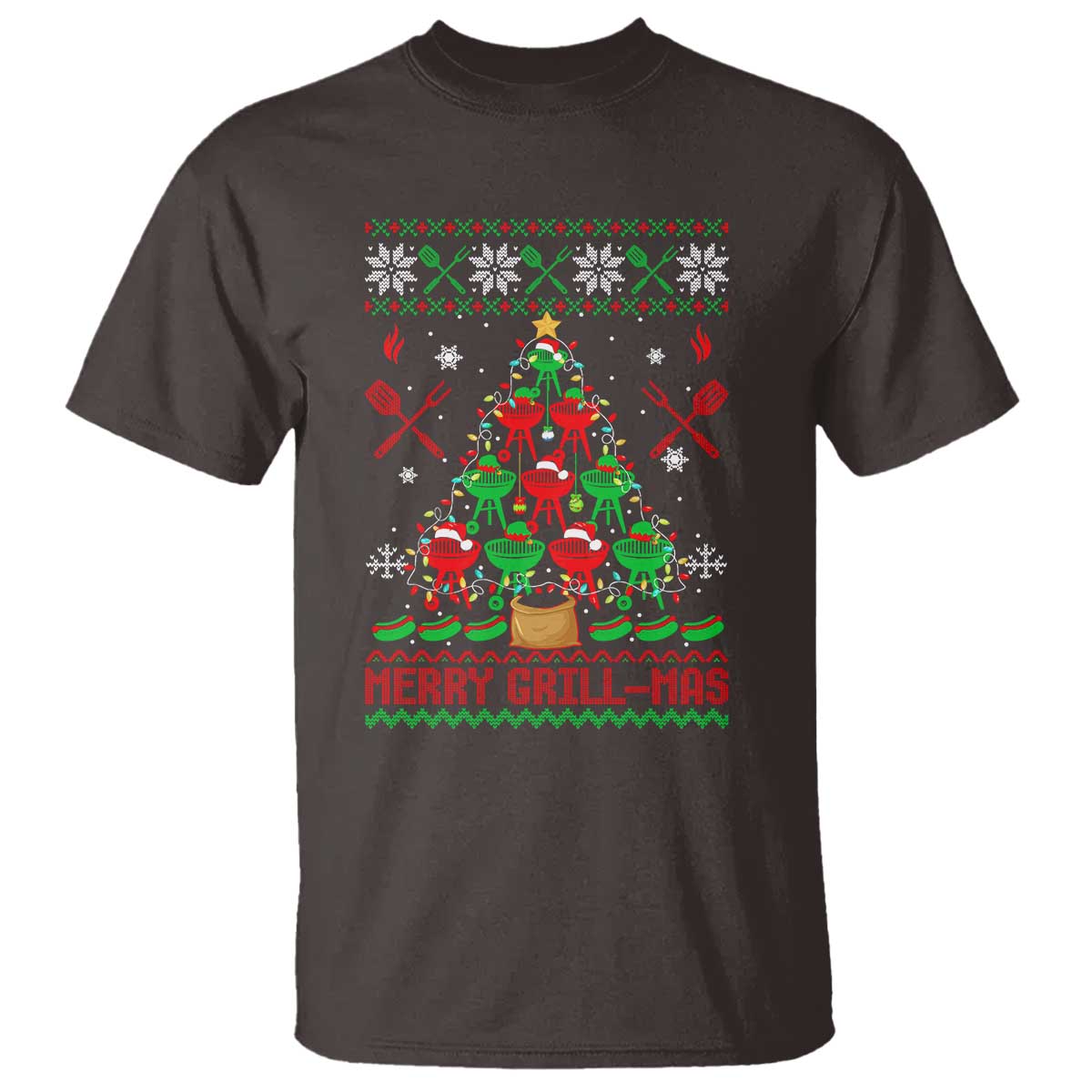 Funny Xmas Grilling T Shirt Merry Grill Mas Santa Grilling BBQ Smoking Meat - Wonder Print Shop