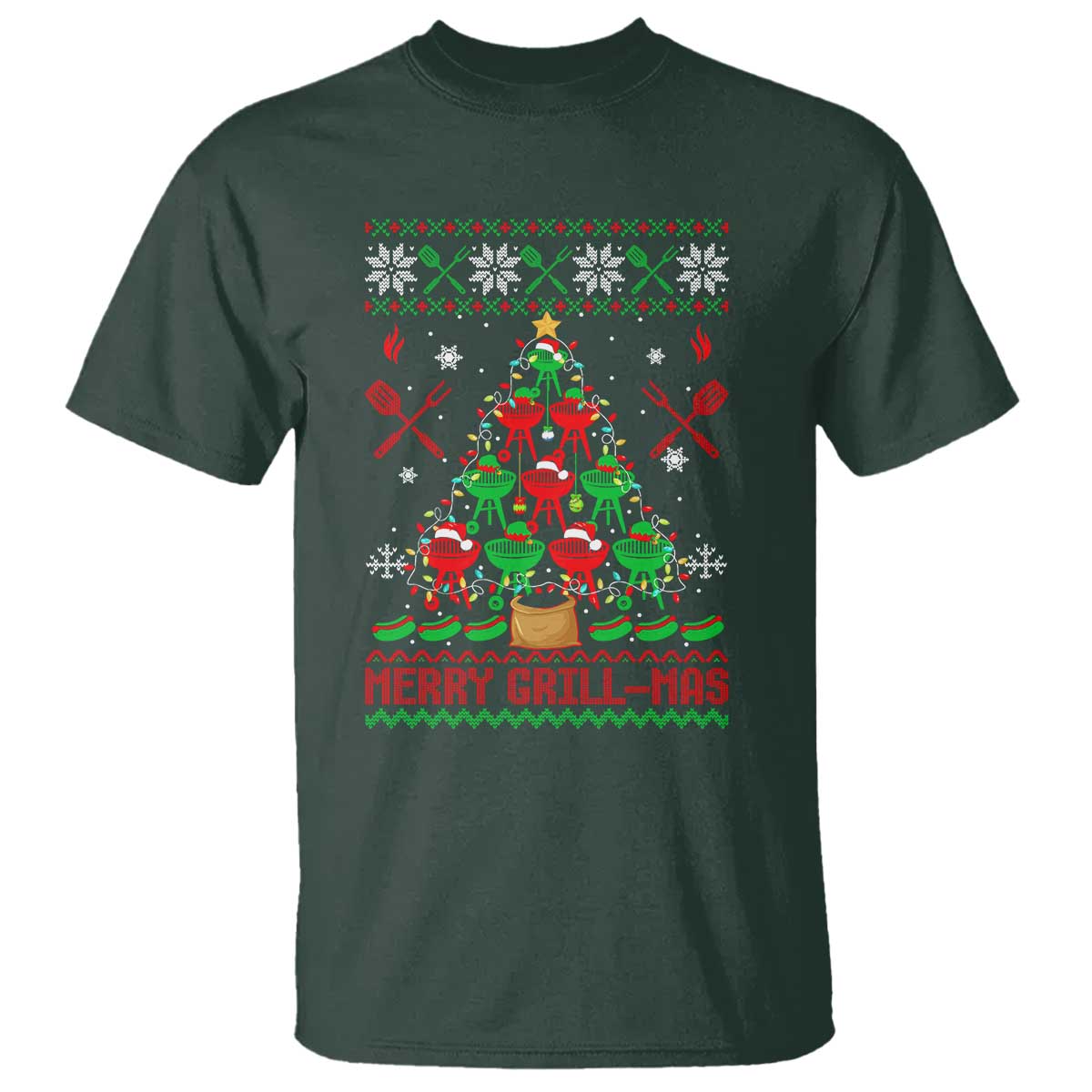 Funny Xmas Grilling T Shirt Merry Grill Mas Santa Grilling BBQ Smoking Meat - Wonder Print Shop