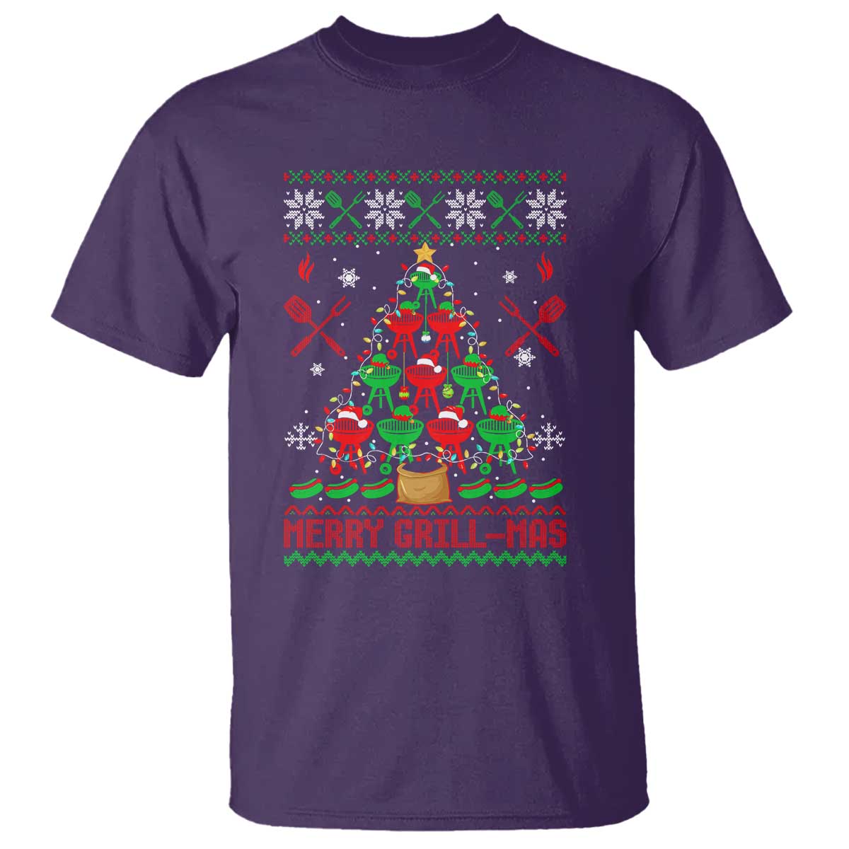 Funny Xmas Grilling T Shirt Merry Grill Mas Santa Grilling BBQ Smoking Meat - Wonder Print Shop