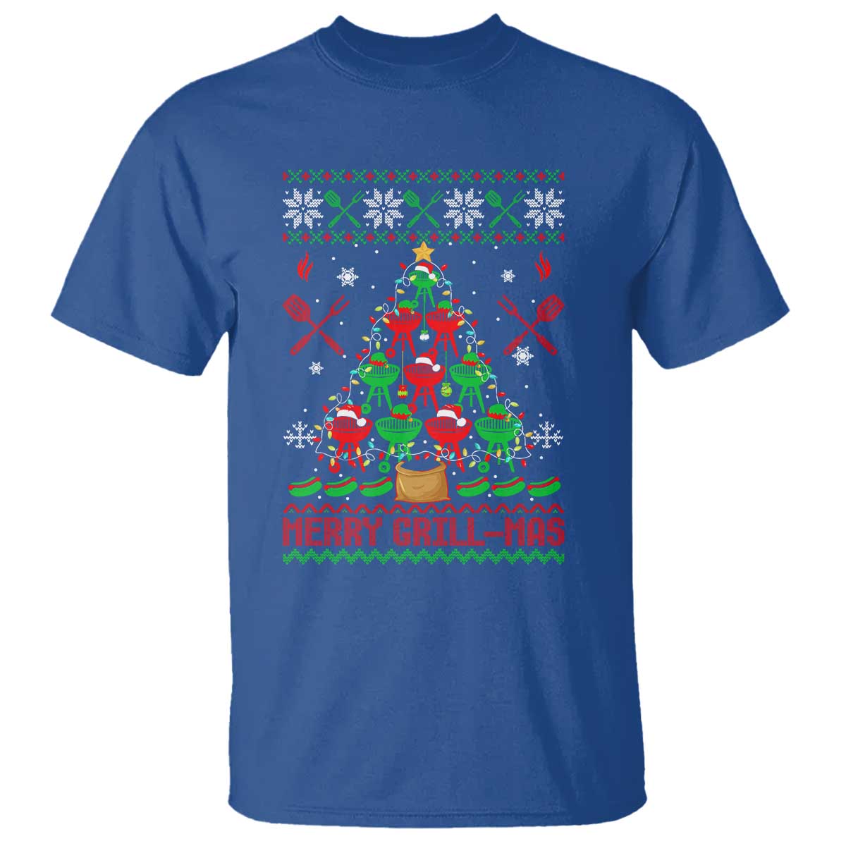 Funny Xmas Grilling T Shirt Merry Grill Mas Santa Grilling BBQ Smoking Meat - Wonder Print Shop