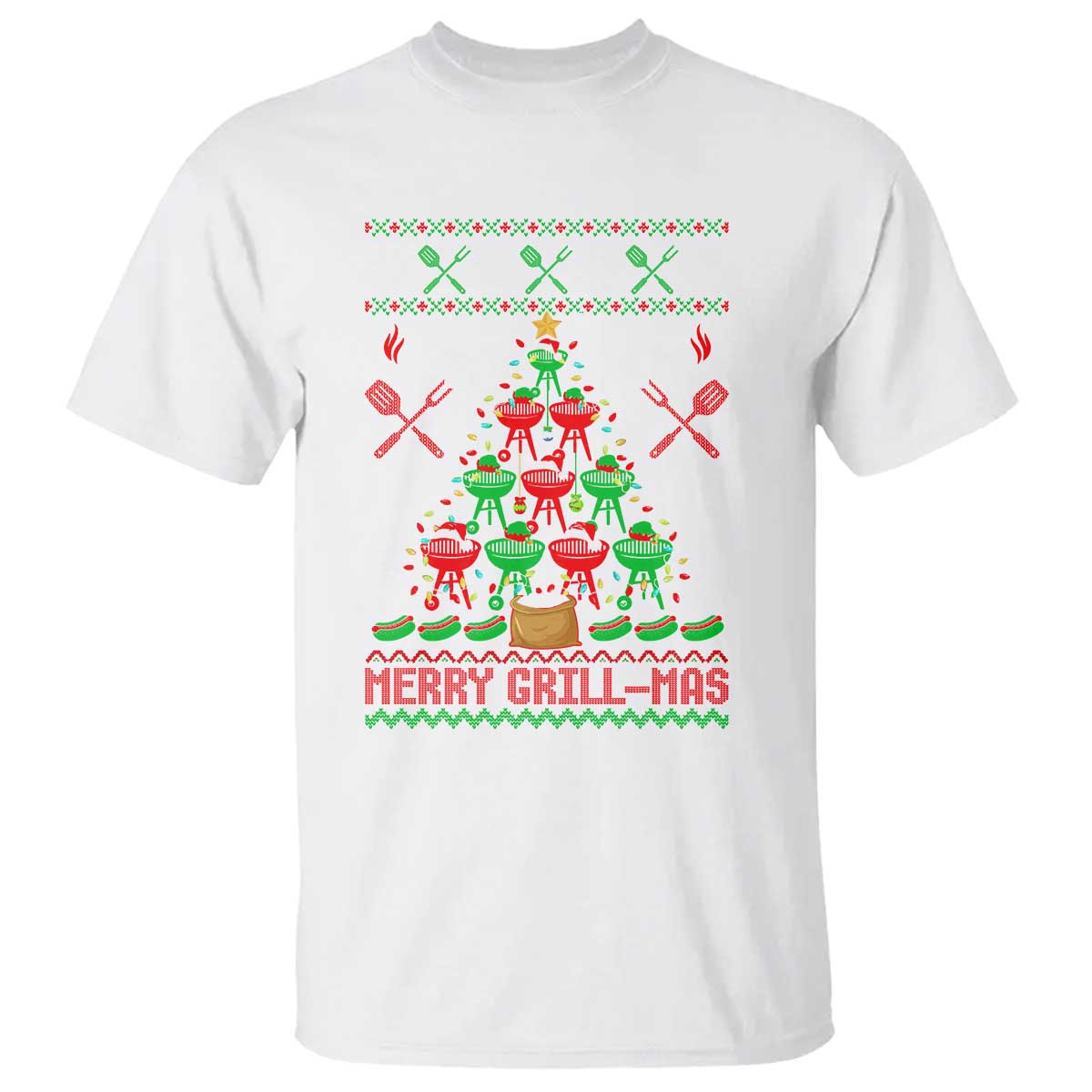 Funny Xmas Grilling T Shirt Merry Grill Mas Santa Grilling BBQ Smoking Meat - Wonder Print Shop