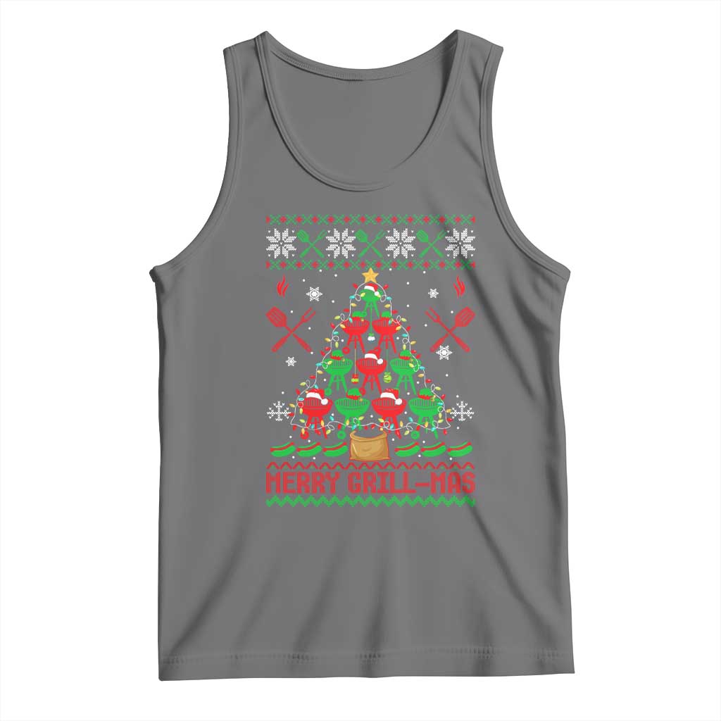 Funny Xmas Grilling Tank Top Merry Grill Mas Santa Grilling BBQ Smoking Meat