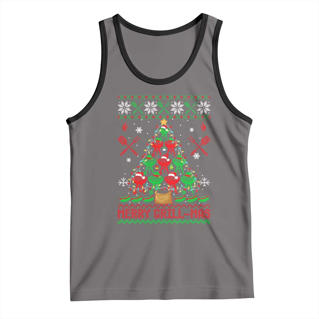 Funny Xmas Grilling Tank Top Merry Grill Mas Santa Grilling BBQ Smoking Meat