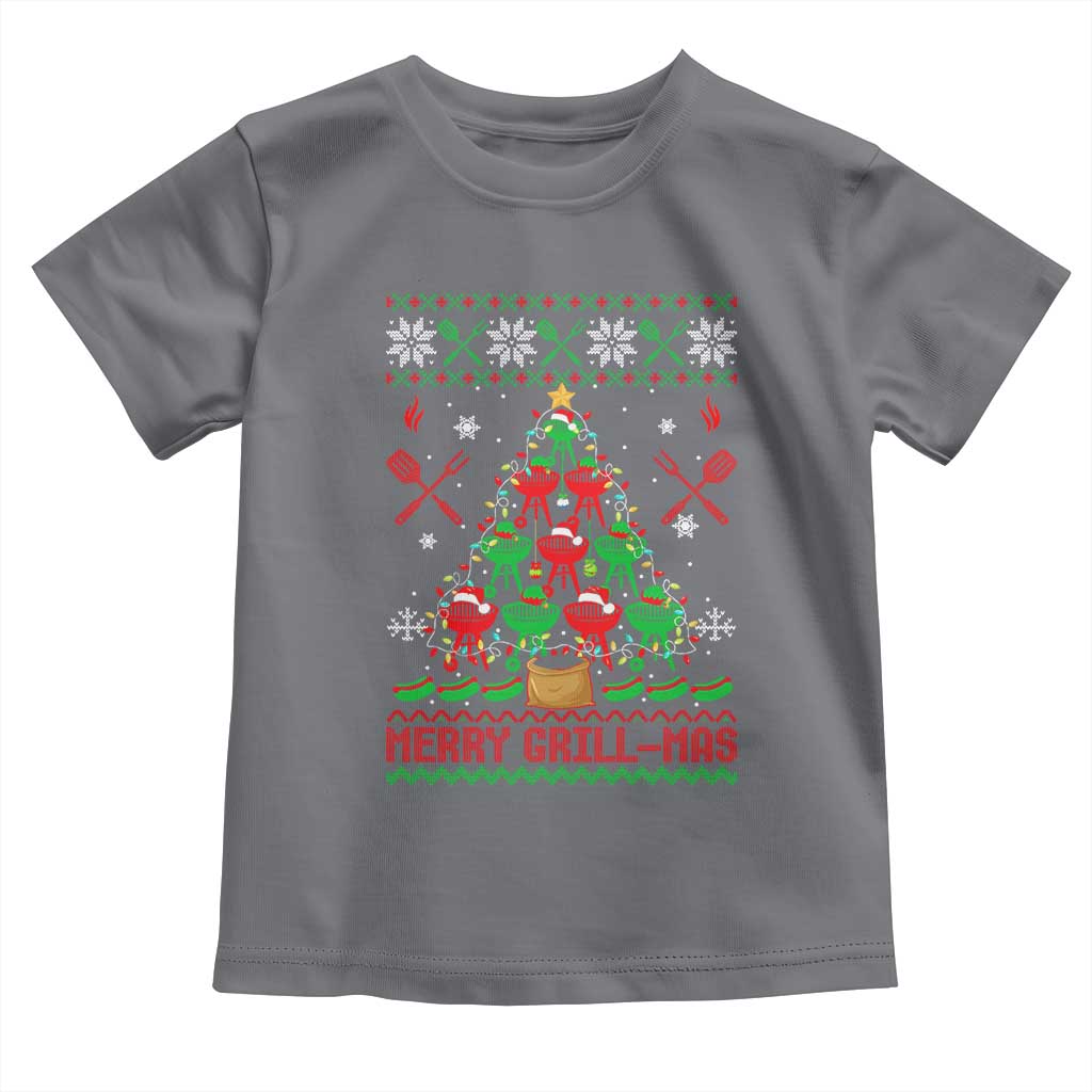 Funny Xmas Grilling Toddler T Shirt Merry Grill Mas Santa Grilling BBQ Smoking Meat